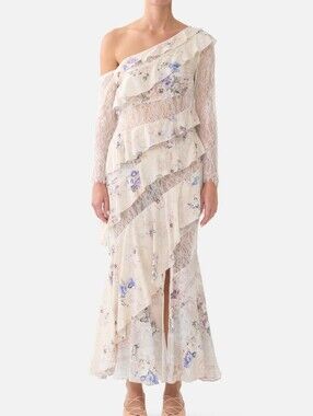 Camilla asymmetric frill panelled dress In Laced with love